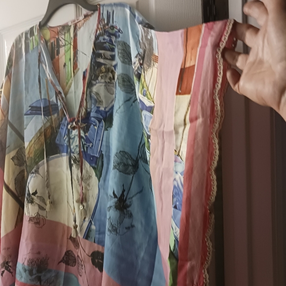Multi Color Silk Beach Kimono - Picture 8 of 16